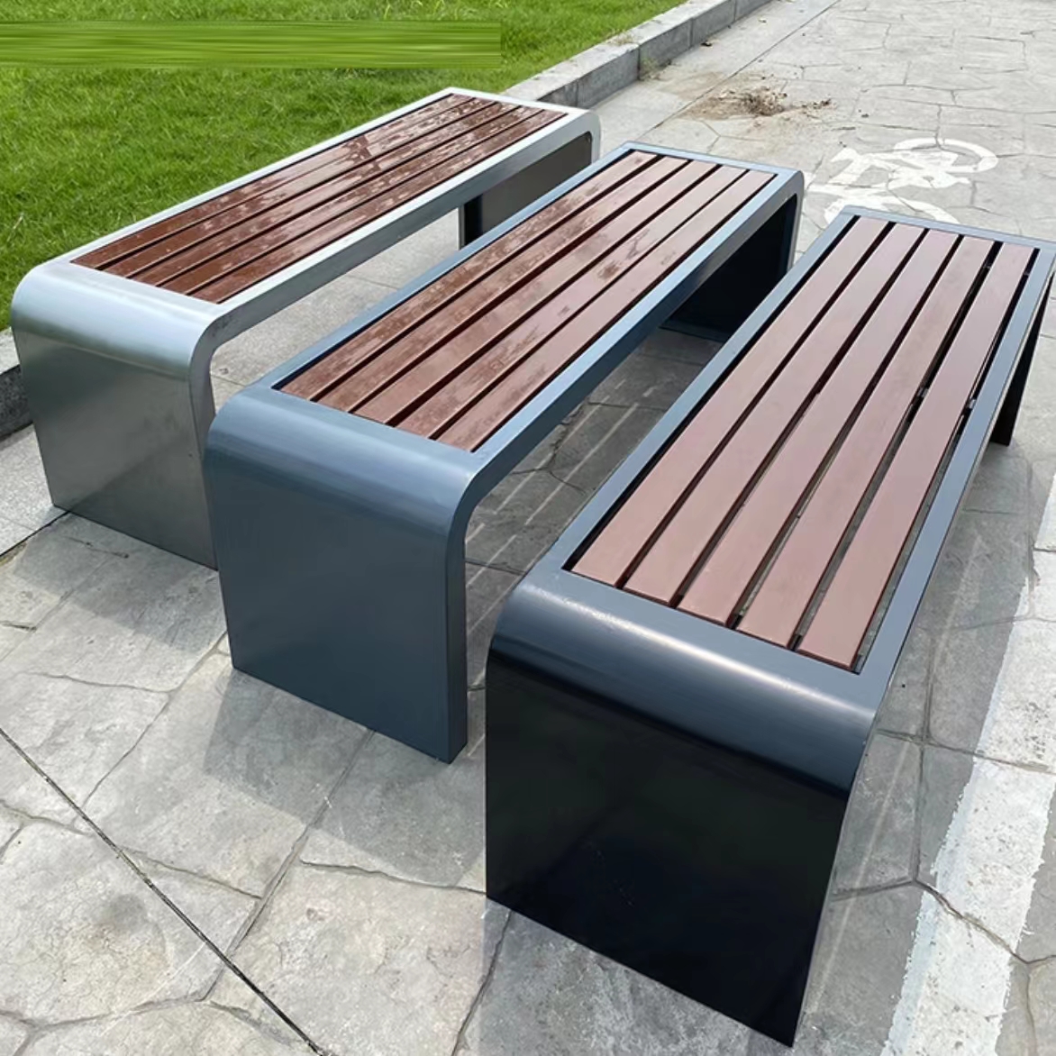 捷诺立 公园椅户外长椅室外座椅长凳子休闲广场社区长条椅子露天椅