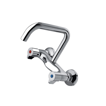 欧泰 菜盆龙头 双柄双孔 暗装壁式 OT-201037 冷热款 铜 进水孔距10cm