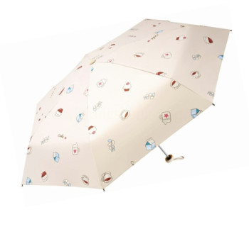 天堂 2253070E甜蜜午后五折晴雨伞 转印黑胶 54cm*7K