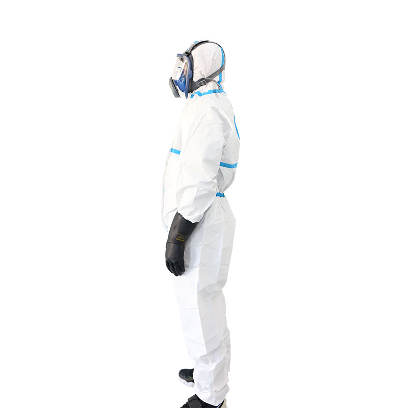 汉盾 HD-BP616胶条型 白色带帽连体式限次性工业防护服