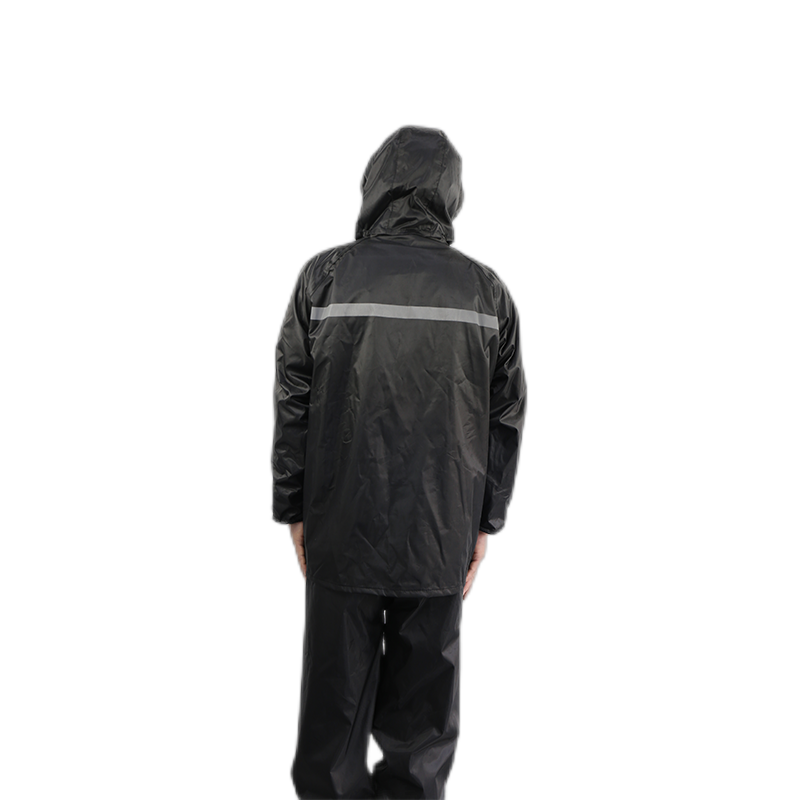 汉盾 HD-RAC003 带反光条双层分体雨衣 带网格内衬 可拆卸大帽檐  黑色